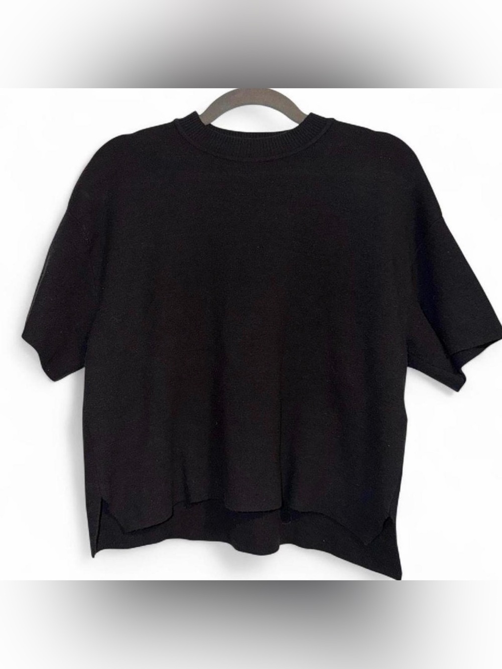 Abercrombie & Fitch Black Short-Sleeve Knit Sweater Top